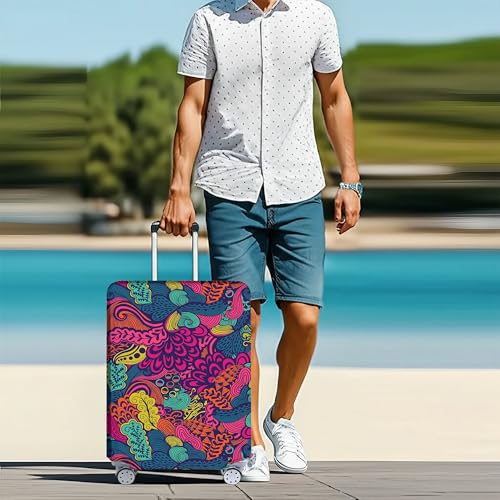 Luggage Covers for Suitcase Tsa Approved, Suitcase Covers Protector Elastic Fit for 24-26 Inch Luggage - color: Blue Purple