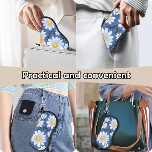 Glasses Case Eyeglass Sunglasses Zipper Soft Neoprene Ultra Light Pouch Metal Belt Clip Aesthetic Women Men - color: E4-flowers