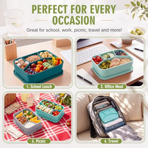 Ziliny 4 Pcs Silicone Bento Box Reusable Lunch Container, Coastal Colors - color: Coastal Colors