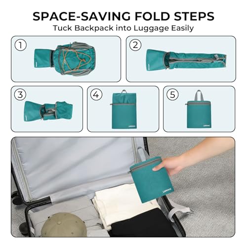 Small Hiking Backpack 13L Lightweight Foldable Travel Daypack for Men Women - color: Teal Blue
