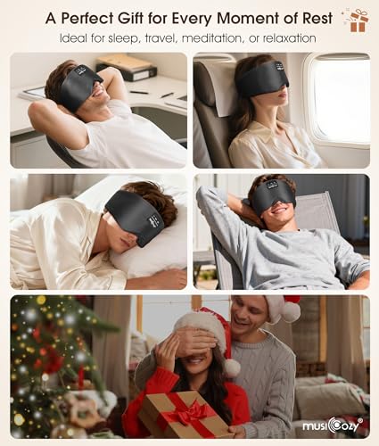 MUSICOZY Luxury 3D Silk Sleep Mask Bluetooth 5.4 Headphones - color: Midnight Black