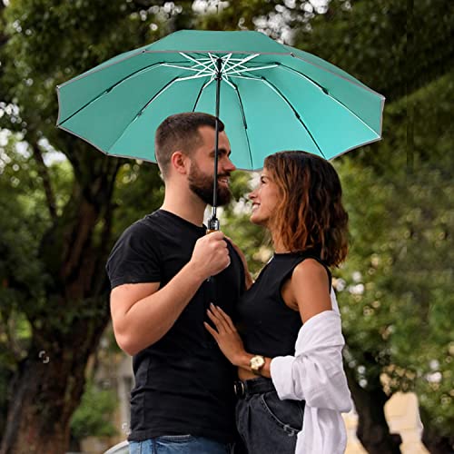 Reverse Umbrella 50 Inch Large Golf 10 Rib Auto Open Close Rain Travel - color: 06.Lake Green