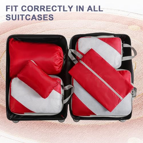 6 Set Ultralight Compression Packing Cubes Packing Organizer with Shoe Bag for Travel Accessories Luggage Suitcase Backpack