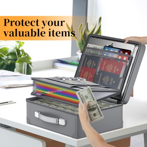 DocSafe 6400°F Fireproof Document Box with Lock, 10 Layers Heat Insulated - color: Grey