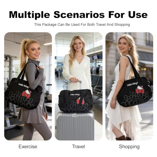 Vimanllie Travel Bag Large Waterproof Weekender Tote Bags for Women with Shoulder Strap, Polyester Luggage Sleeve Overnight - color: 3-black and White