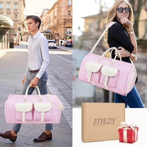 Garment Bag for Travel Convertible Carry on Travel Duffel Bag for Men Women - color: A06-Pink