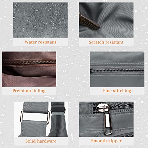VOLGANIK ROCK RFID Anti Thief Crossbody Bag for Women Waterproof Shoulder Bag Messenger Bag Casual Nylon Purse Handbag - color: Gray