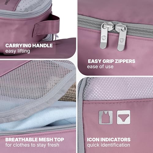 Traveler's Choice Cloverland Packing Cubes, 5-Piece Set, Mauve - color: Mauve