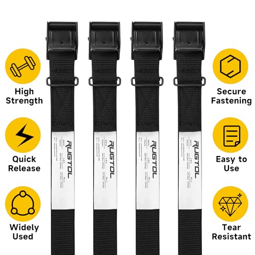 Rugtol Lashing Strap, 1 Inch x 6FT Cinch Straps with Adjustable Buckles, 550lb Heavy Duty Secure Cam Strap Easy Pull Tight or Release Black Cargo Tie Down Straps for Kayak Motorcycle Luggage, 12 Pack - size: 1'' x 6FT - 12pack