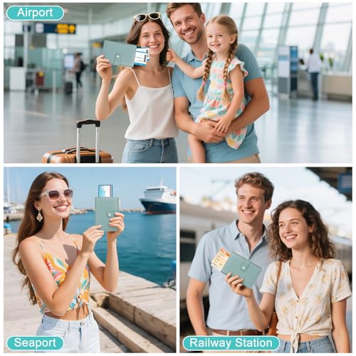 Passport Holder for Travel RFID Blocking Passport Wallet Cover - color: Light Green
