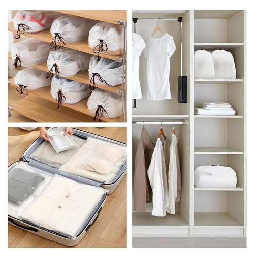6 Pack Extra Large Clear Waterproof Travel Shoe Bags, 17.7" x 13.8" Dustproof Portable Storage for Men and Women