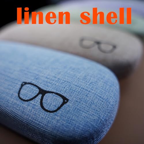 ABAJI Eyeglasses Case Kids Students Reading Glasses Organizer Hard Shell Lint Lining Snap Close Men Women Boys Girls - color: Blue Grey Brown