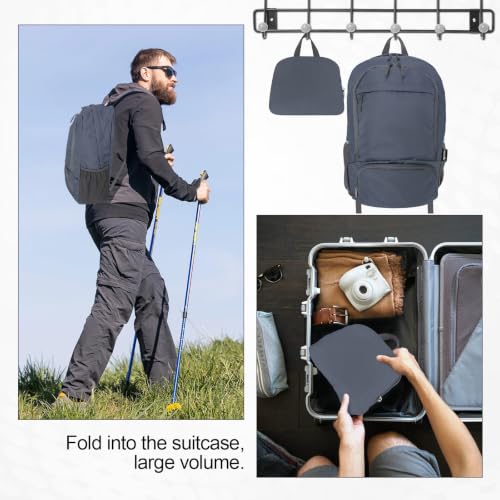 HOLYLUCK 20L lightweight packable Hiking Daypack Foldable Backpack for Men Women Small Travel Outdoor Foldable Shoulder Bag - color: Dark Grey