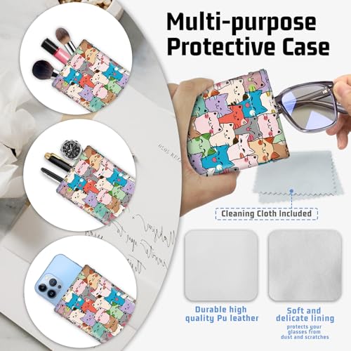 Soft Glasses Case for Sunglasses Eyeglass Slim Pouch - color: Cats
