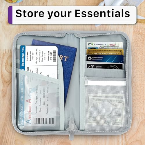 Fosmon Family Passport Holder, RFID Block Travel Document Organizer, Gray - color: Gray
