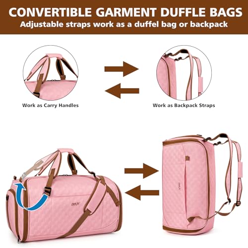 Convertible Garment Bag for Travel, 4-in-1 Backpack for Women Men, 3pcs 50L - color: B-Pink
