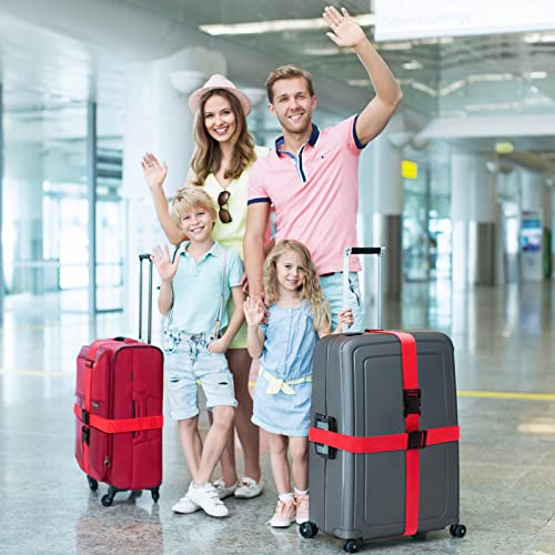 Eccliy 12 Pack Luggage Straps Suitcase Belts Wide Adjustable Packing Straps Travel Belts Accessories for Business Packing(Red) - color: Red