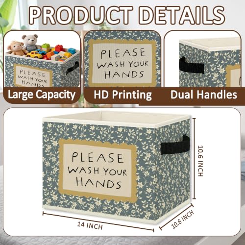 Blue Floral Funny Bathroom Storage Bins Box Collapsible Basket - color: Color33