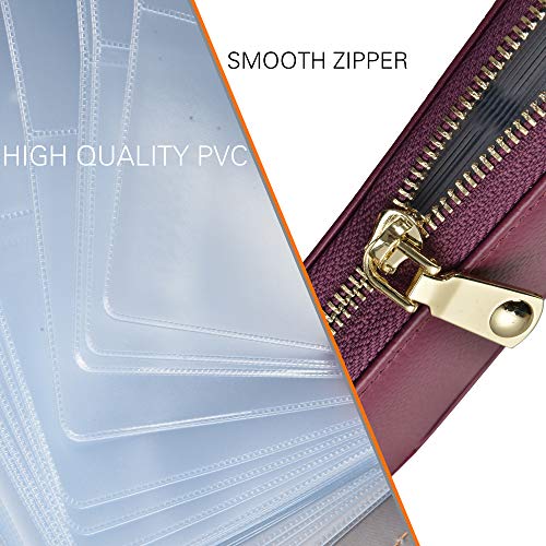 Easyoulife Credit Card Holder Wallet Womens Zipper Leather Case Purse RFID Blocking - color: Purple