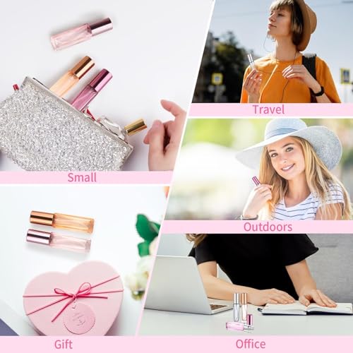 4PCS 10 ml Refillable Travel Perfume Bottle Set – Glass Perfume Atomizer and Mini Spray Bottles with Funnels, Portable Leak‑Proof Containers