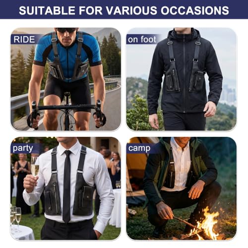 Double Shoulder Armpit Bag Leather Anti-Theft Underarm Holster Bag (Black) - color: Black1