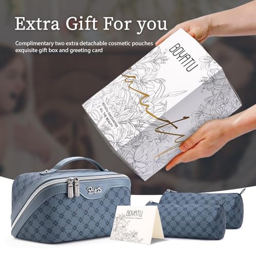BOYATU Travel Makeup Bag Cosmetic Bags for Women: 3-Piece Makeup Bag Set - color: A-4-Blue