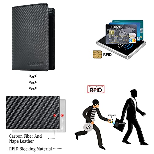 Polare 기능성 RFID 차단 가죽 여권 홀더 여행용 바이폴드 지갑 남성용, 카본 블랙., RFID 차단 지갑 - color: 카본 블랙.
