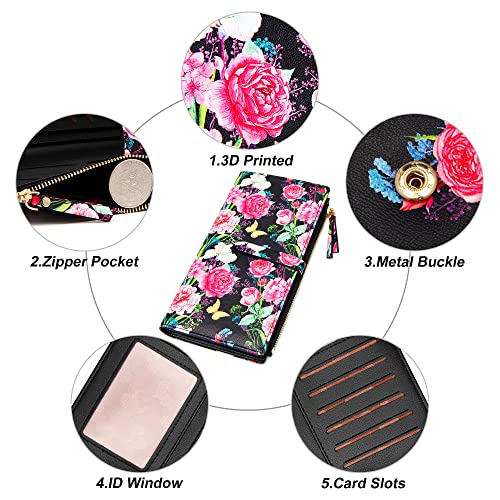 KUKOO Small Crossbody Bag Cell Phone Purse Wallet with Credit Card Slots for Women - color: Rose