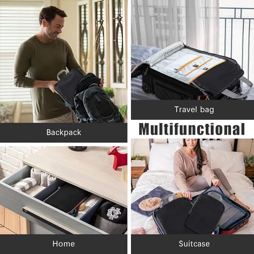 4 Set Compression Packing Cubes Travel - Travel Accessories Expandable Packing Organizers for Carry On - Essentials Luggage Bags - Black - color: Black