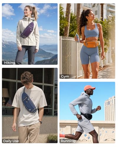 2.5L Fanny Pack for Women Men, RFID Blocking Crossbody Belt Bag, Purple - color: Purple