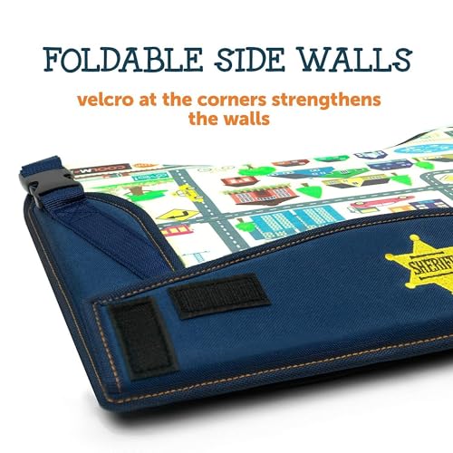 Coolmum 2-in-1 Kids Toddler Travel Tray & Back Seat Organizer — Foldable Waterproof Car Tray with Tablet Holder, Cup Holder, Storage Pockets for Road Trips & Airplane (Premium Blue) - color: Premium Blue