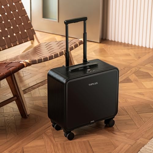 TUPLUS Quick S 16" Aluminum Carry-On Hardside Front Opening Luggage Grey | Aluminum Magnesium Alloy,Built-In Brake System,Laptop Compartment,4 Spinner Wheels,TSA Combination Lock,Business Travel - color: Grey, size: Carry-On 16-Inch