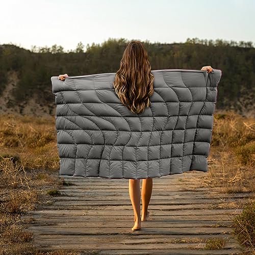 Camping Blanket Puffy Camp Blanket Large Outdoor Blanket - color: Grey, size: 52"x75"