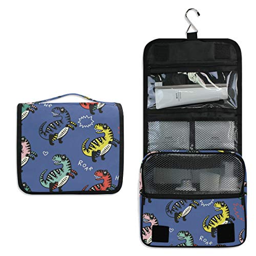 senya Hanging Travel Toiletry Bag Kit Boys Makeup Case Cosmetics Organizer for Men Women (Dinosaur Navy) - color: Dinosaur Navy