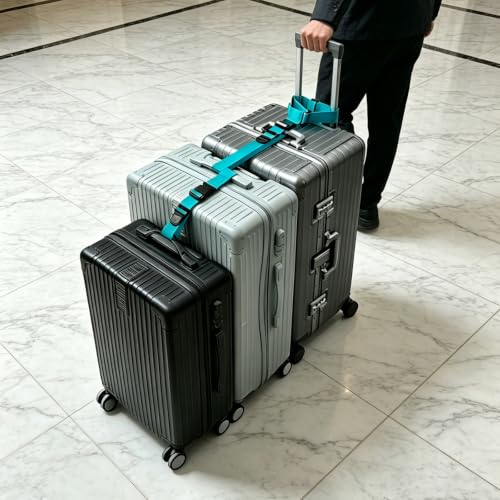 BILIONE 4 Pack Luggage Connector Straps,Connect 3 Suitcases & Add A Bag - color: Green, size: 4 Pack