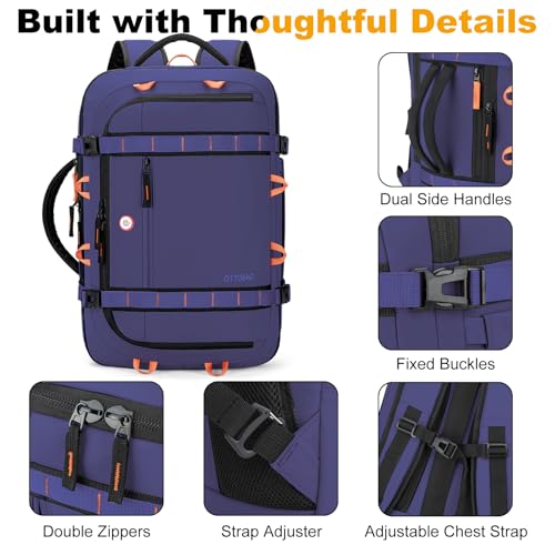 40L Travel Backpack 17.3" Laptop Carry On Duffel Flight Approved - color: Blue