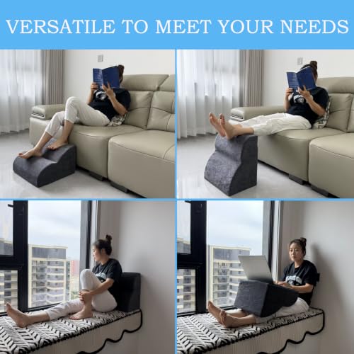 Foot Rest for Under Desk at Work.Multifunctional 3-Tier Foot Stool - color: Dark Grey
