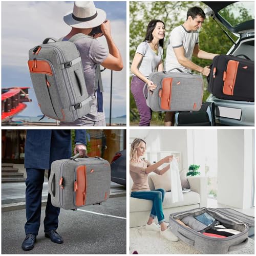 Lumesner 40L Expandable Carry On Travel Backpack with 4 Packing Cubes - color: Grey, size: 20 inches