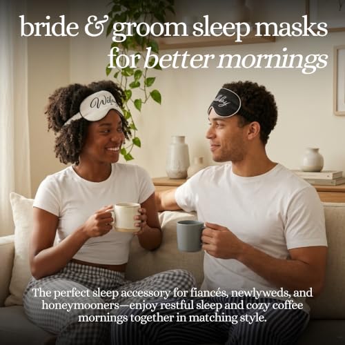 Satin Sleep Eye Mask - Wifey & Hubby 2-Pack | Soft satin sleep mask with adjustable strap for travel, naps, meditation, flights & restful sleep anywhere - color: 2 Pack - Wifey & Hubby