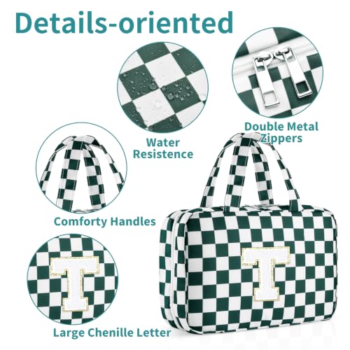Personalized Travel Hanging Toiletry Makeup Bag Green Checkerboard T - color: Green Checkerboard, size: T