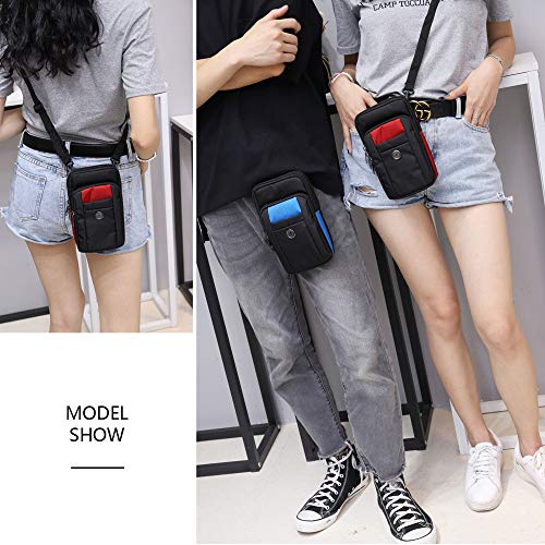 Senient Wolf Waterproof Nylon Multifunctional Phone Crossbody Bag - Small One Shoulder Waist Bag Wallet Travel Passport Case - color: Gray with black