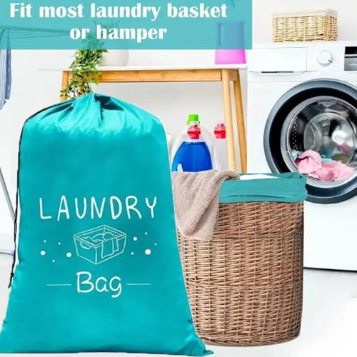 2 Pack XL Travel Laundry Bag, Dirty Clothes Organizer with Drawstring, Large Enough to Hold 4 Loads of Laundry, Easy Fit a Laundry Hamper or Basket,24" x 36" (Grey+Blue) - color: Grey+Blue