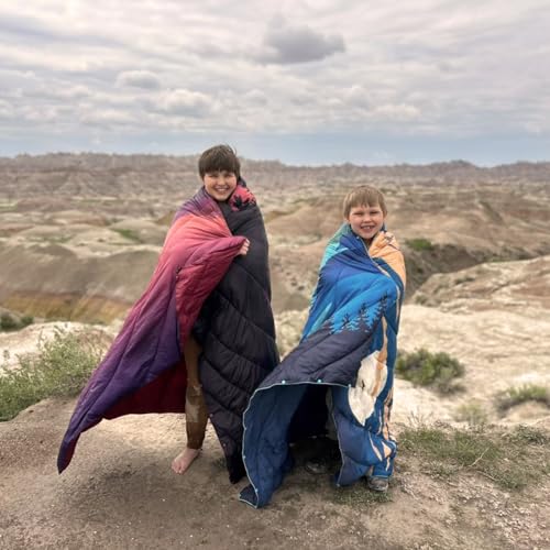 Puffy Camping Blanket,Mini Camp Blanket Outdoor Camping Quilt Waterproof - color: Dusk, size: 39x55"