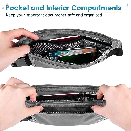 Money Belt Travel Fancy Pack with Slim Anti-Theft RFID Blocking - color: Gray