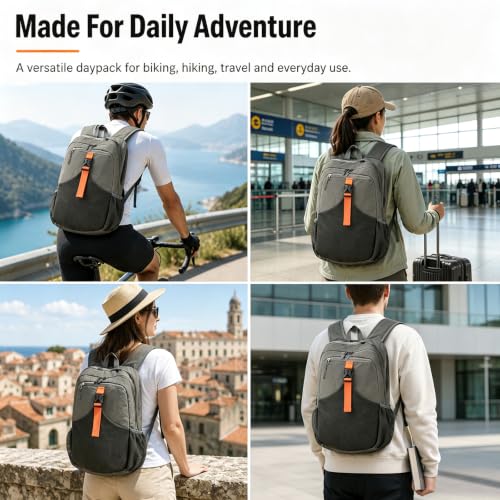 15L Small Grey Hiking Backpack, Lightweight Packable Foldable Casual Backpack for Women Men, Hiking Daypack with Shoulder Strap Pocket for Travel Camping Outdoor Commute