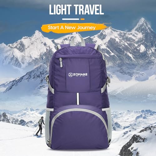 ZOMAKE Lightweight Packable Backpack 35L, Water Resistant Foldable Day Pack - color: C-purple
