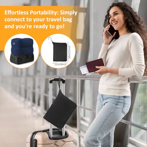 Inflatable Foot Rest Pillow for Travel - Adjustable Height Flight Foot Rest - color: Blue, size: 1 Pack