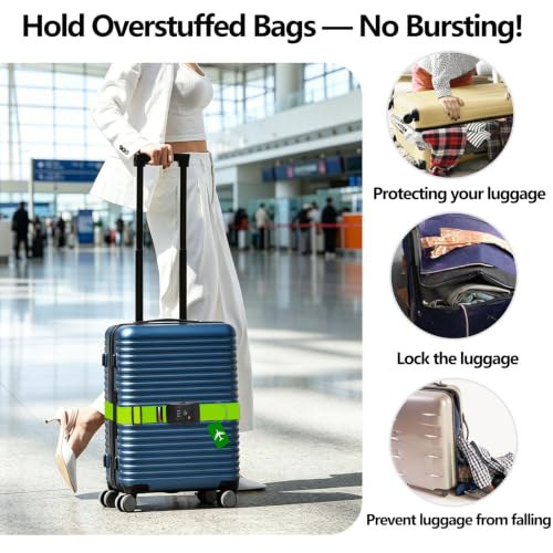 BILIONE Luggage Straps for Suitcases TSA Approved, Travel Belt with Lock - color: Blue, size: 1 PACK