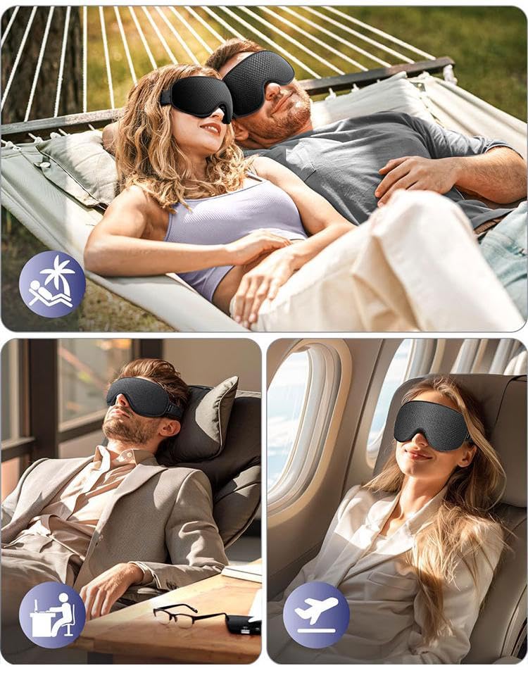 3D Contoured Sleep Mask for Men & Women - 100% Blackout Eye Mask with Adjustable Strap | Breathable Travel Sleeping Mask, Night Shift & Nap Essential - color: Night