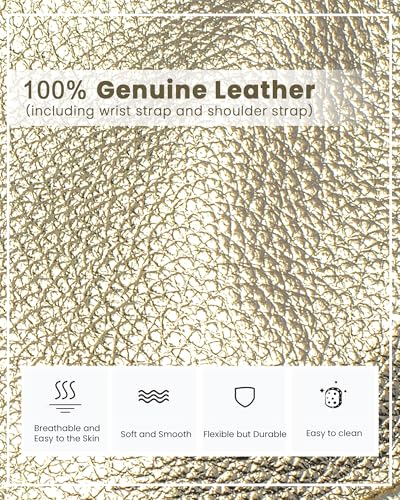 befen Genuine Leather Small Crossbody Bags for Women Wristlet Wallet Purses - color: Gold